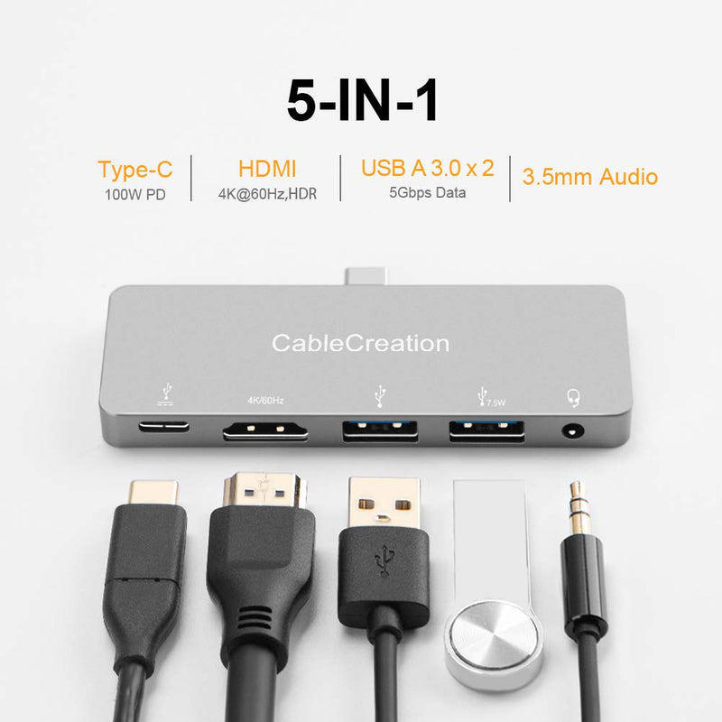USB C Hub for iPad Pro 2021/2020/2018, CableCreation 5 in 1 Hub with 4K@60Hz HDMI HDR, 2 USB 3.0, 3.5mm Audio and 100W PD, Aluminum USB-C Dock Adapter for New iPad Pro, MacBook Pro and More - LeoForward Australia