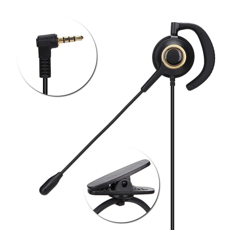  [AUSTRALIA] - Eboxer Headset with Mic Noise Cancelling, 3.5mm Single Plug, Support Rear Mounted, Ear Hook and Head Mounted, Computer Headset for Business Skype UC Webinar Call Center Office - Mono Headphone