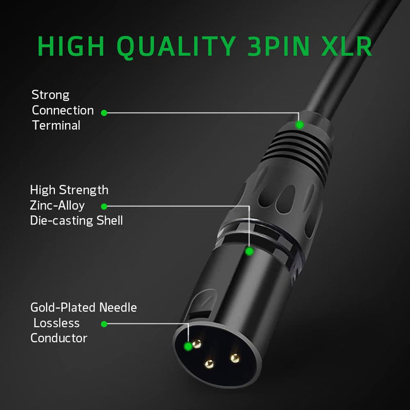  [AUSTRALIA] - HOSONGIN 3 Pin XLR Male to 5 Pin XLR Female DMX Adapter Cable for Microphone DMX DMX512 Stage Lighting Turnaround, Length 12 inch /1 Foot, 2 Pack 3PIN Male to 5PIN Female