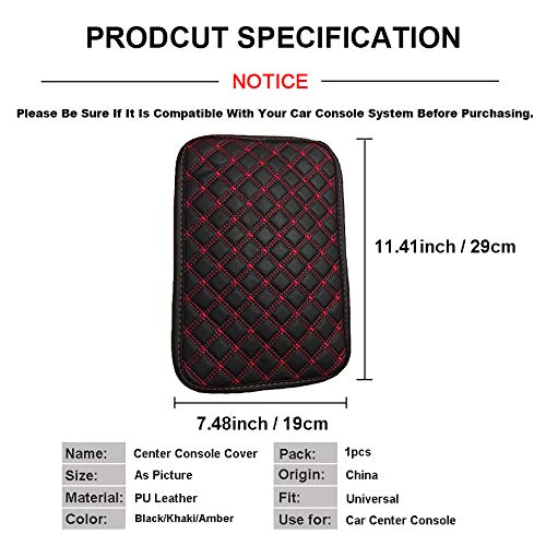 [AUSTRALIA] - LKXHarleya Car Center Console Cover, Universal Car Armrest Cover, PU Leather Auto Arm Rest Cushion Pads, Center Console Armrest Protector, Fit for Most Vehicle, SUV, Truck Car Accessories 11.42"x7.48"/29x19cm Plain Amber