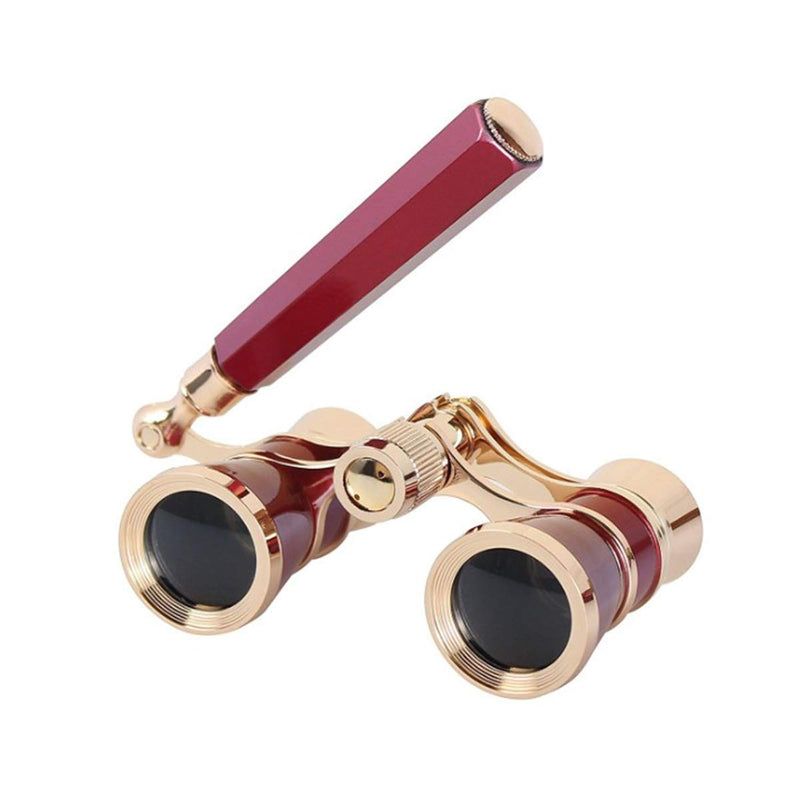  [AUSTRALIA] - Aroncent Opera Glasses Binoculars 3X25 Theater Glasses Mini Binocular Compact with Handle for Adults Kids Women in Musical Concert red
