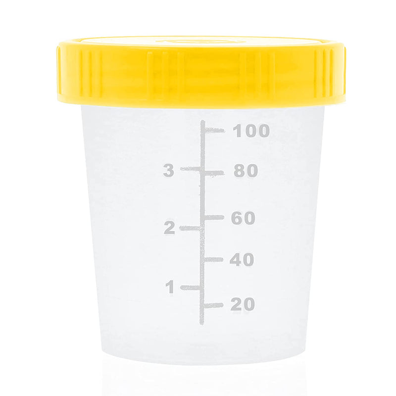  [AUSTRALIA] - 10x LuxmedIQ urine cups/sample cups with screw lid - 125ml capacity, leak-proof, measurement table up to 125ml/4oz, can be written on