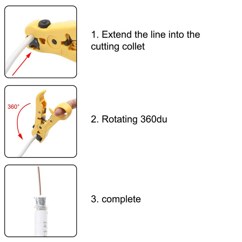  [AUSTRALIA] - New Multitool Wire Stripping Squeezing Pliers Coaxial Cable Cold Press Coax Clamp RG59 RG6 Cable TV Crimping Tool Set F Heads (KIT3) KIT3