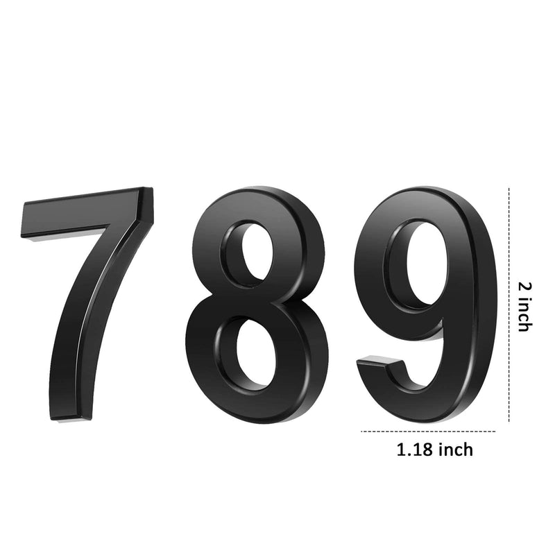  [AUSTRALIA] - Hotop 20 Pieces Mailbox Numbers for House Outside 0-9 Door Numbers, Room Number Door Signs Self Adhesive Door Address Number Sticker Room Number for Office Wall Apartment Decorative (Black,2'') 2 Inch Black