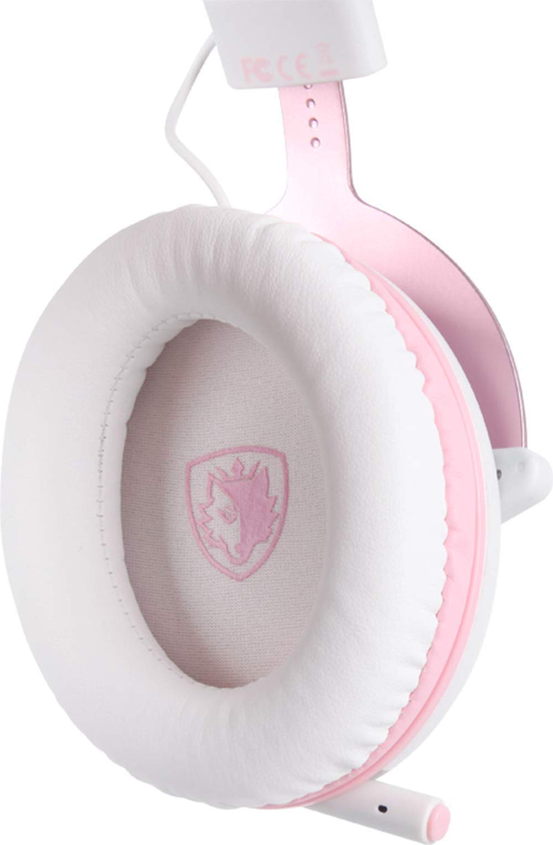 SADES MPOWER Stereo Gaming Headset for PS4, PC, Mobile, Noise Cancelling Over Ear Headphones with Retractable and Flexible Mic & Soft Memory Earmuffs for Laptop Nintendo Switch Games-Angel Edition Pink - LeoForward Australia