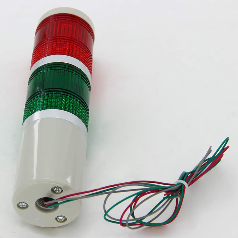  [AUSTRALIA] - Aicosineg Industrial Signal Light Column Tower Lamp Alarm Indicator for CNC Machines 2 Tiers Red and Green Lights Without Continuous Buzzer Sound 24V 3W 1Pcs