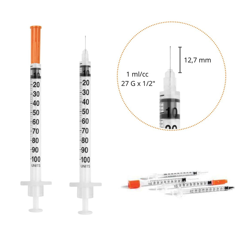  [AUSTRALIA] - 100pcs 1ml/cc Plastic Tube 27G (0.4 x 12.7mm), Multipurpose Measuring Tools, Individually Wrapped (27G 1/2”) 100pcs