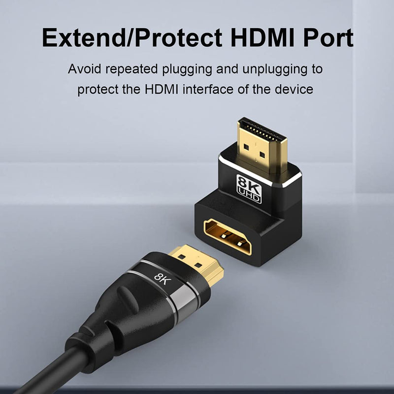  [AUSTRALIA] - Warmstor 8K HDMI Adapter 90 Degree and 270 Degree 2 Pack, HDMI 2.1 Right Angle Adapter Male to Female Gold Plated Support 8K@60Hz, 4K@120Hz, HDR, eARC for HDMI Cable HDTV Switch Laptop PS4 PS5 Xbox