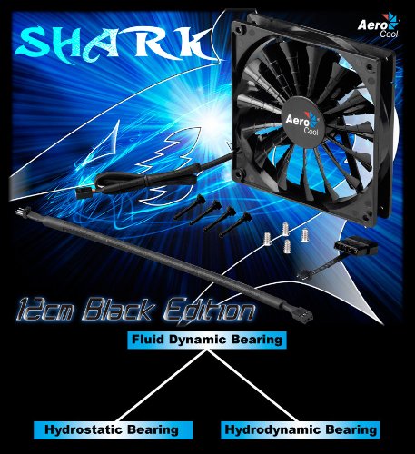  [AUSTRALIA] - AeroCool Shark 120mm Black Edition Cooling Fan EN55413 Blue