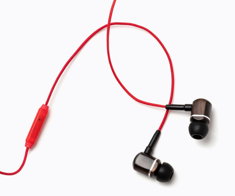 Symphonized MTRX Premium Genuine Wood In-ear Noise-isolating Headphones with Mic and Nylon Cable (Red) Red - LeoForward Australia