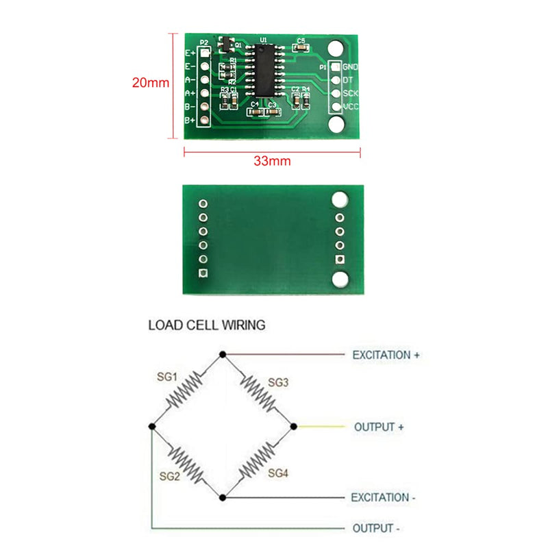  [AUSTRALIA] - 2 Sets Digital Load Cell Weight Sensor + HX711 ADC Module Weighing Sensor for Arduino DIY Portable Electronic Kitchen Scale Kit (5kg, HX711) 5kg