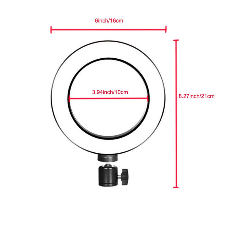  [AUSTRALIA] - Walway 6 Inches LED Selfie Ring Light with Hot Shoe Adapter for Live Stream/ Makeup/ YouTube Video/ Photography, 3 Light Modes