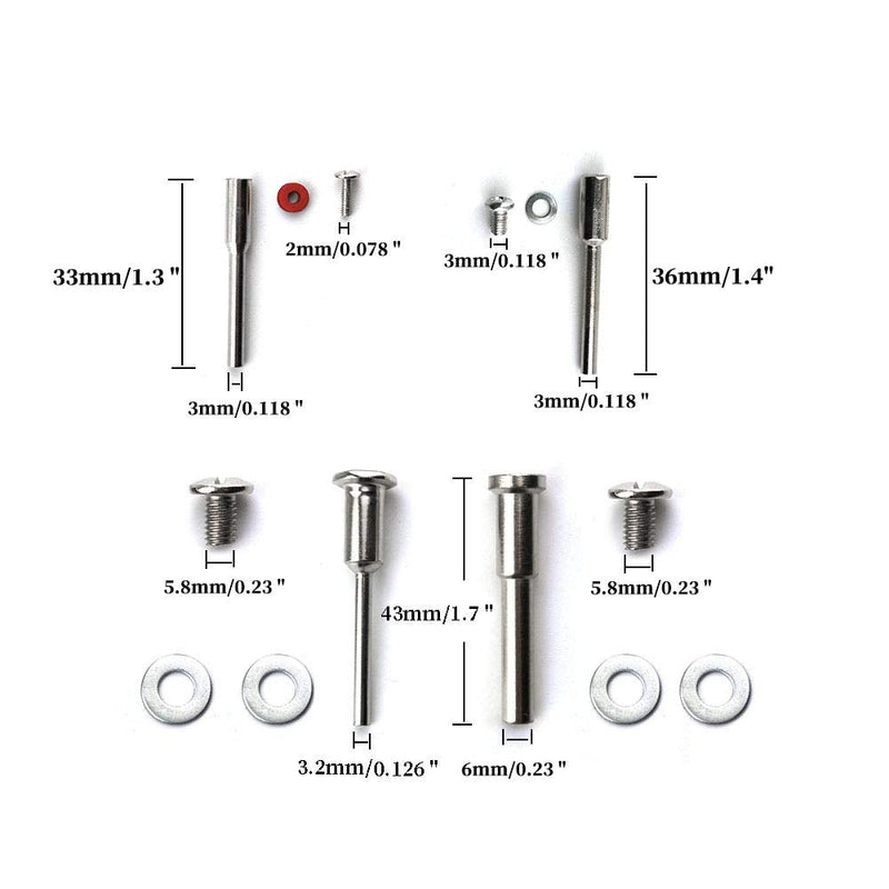  [AUSTRALIA] - 26PCS Cut-off Wheel Screw Mandrel Set, 2mm/3mm/6mm Screw Mandrel for Rotary Tools (1/8 Shank, 1/4 Shank)