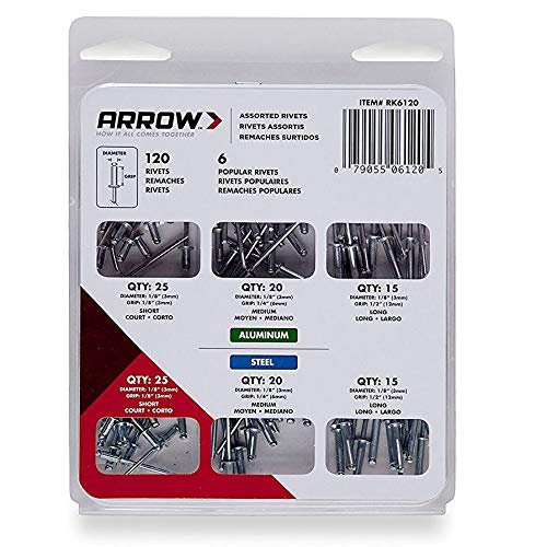 Arrow Fastener RK6120 Rivet Assortment Kit, 120-Pack - LeoForward Australia