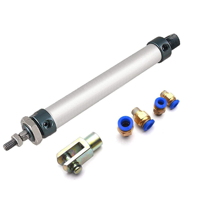  [AUSTRALIA] - Sydien MAL Series 20mm Bore 100mm Stroke Single Rod Double Action Pneumatic Air Cylinder with Y Connector and 4Pcs Pneumatic Quick Fitting (MAL20X100) MAL20*100