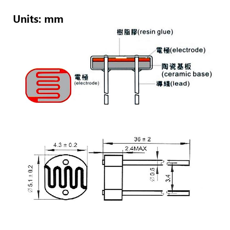  [AUSTRALIA] - Gikfun Photoresistor GL5516 LDR Photo Resistors for Arduino (Pack of 20pcs) EK1412