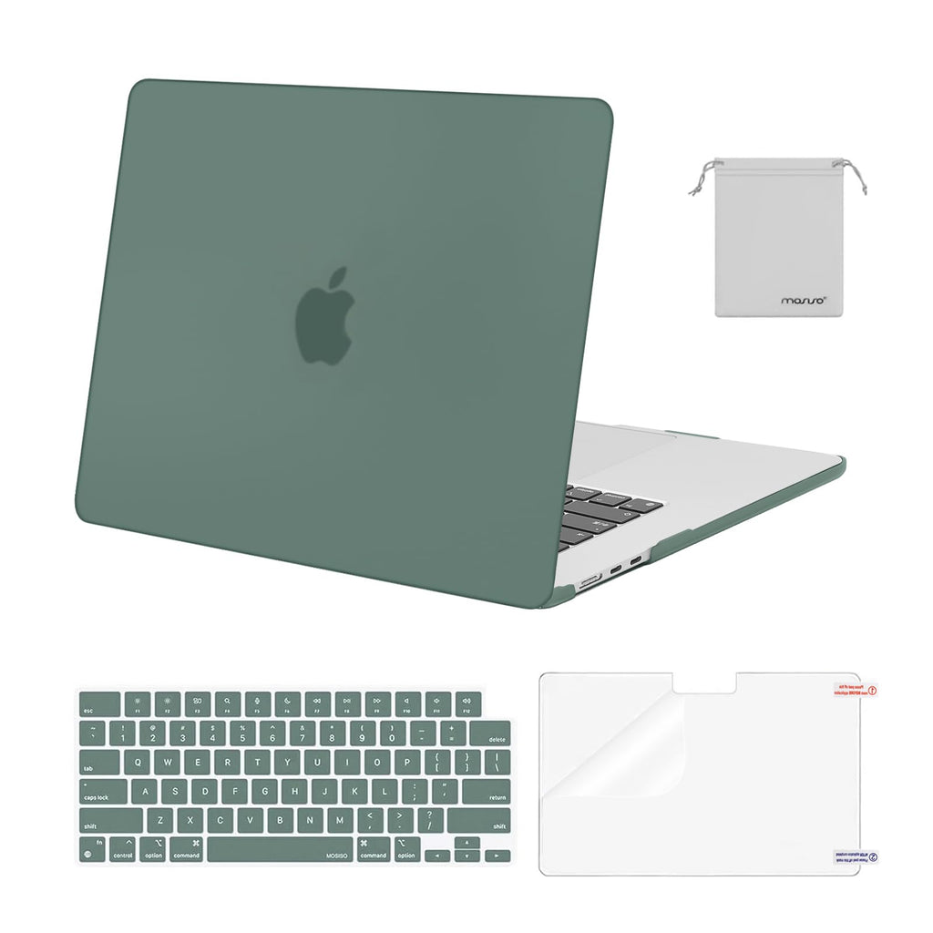  [AUSTRALIA] - MOSISO Compatible with MacBook Air 15 inch Case 2023 Release A2941 M2 Chip with Liquid Retina Display Touch ID, Plastic Hard Shell&Keyboard Cover&Screen Protector&Storage Bag, Emerald Green