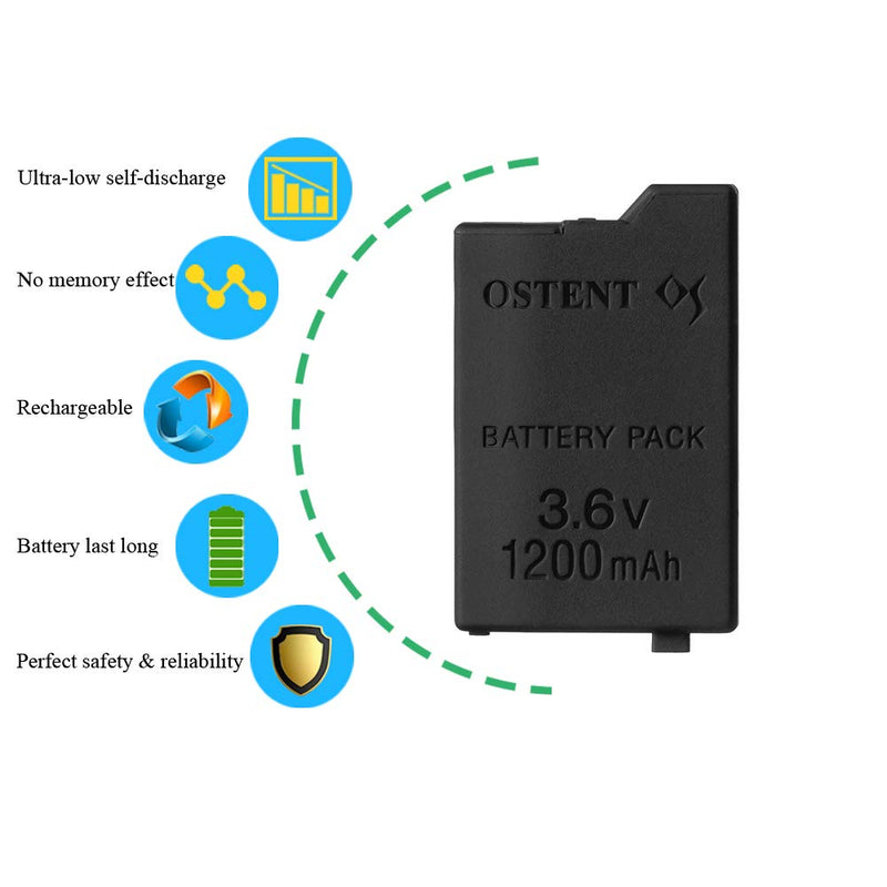  [AUSTRALIA] - OSTENT High Capacity Quality Real 1200mAh 3.6V Lithium Ion Rechargeable Battery Pack Replacement for Sony PSP 2000/3000 PSP-S110 Console