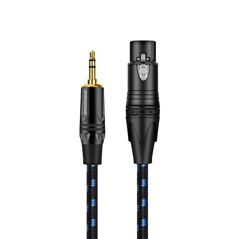  [AUSTRALIA] - DREMAKE 3.5mm Jack Stereo to XLR Mic Cable, XLR to 3.5mm Audio Cable, 10FT Unbalanced 3.5mm 1/8 Inch Male to XLR 3-Pin Female Interconnect Adapter Cord for PCs, Phones, Amplifiers - Black Blue Tweed 10FT/3M