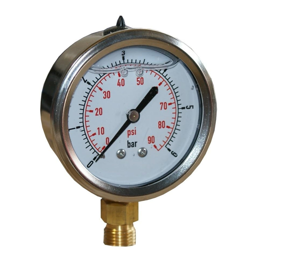  [AUSTRALIA] - Pressure gauge stainless steel 1/4 bottom connection 63 mm Pressure gauge glycerin up to optionally 10 bar (under 1/4" 0-6 bar) under 1/4" 0 - 6 bar