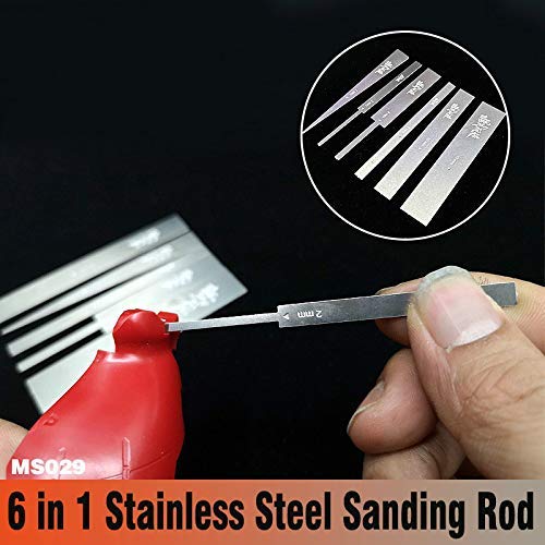  [AUSTRALIA] - Military Model 6 in 1 Stainless Steel Sanding Rod Fine polishing Article Hobby Grinding Tools