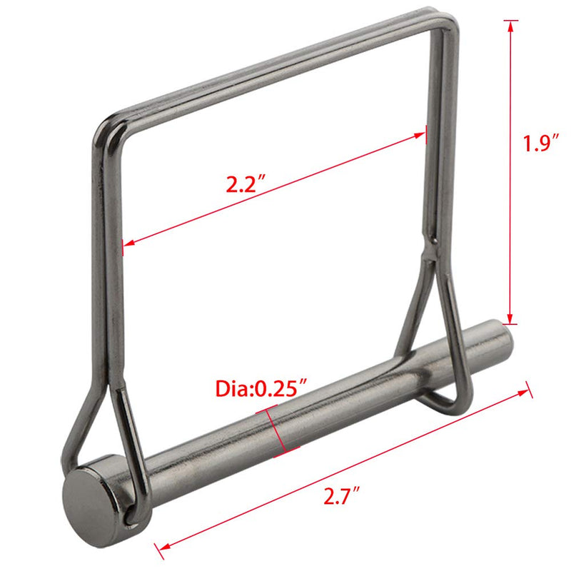  [AUSTRALIA] - 2 Pack Extended Square Safety Coupler Pin 1/4" x 2-3/4"(6.3mm x 70mm), Full Marine Grade 316 Stainless Steel Heavy Duty Shaft Locking Pin