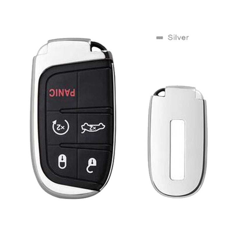  [AUSTRALIA] - Xotic Tech Soft TPU Silver Remote Smart Key Fob Shell Cover Protective Case for Jeep Chrysler Dodge