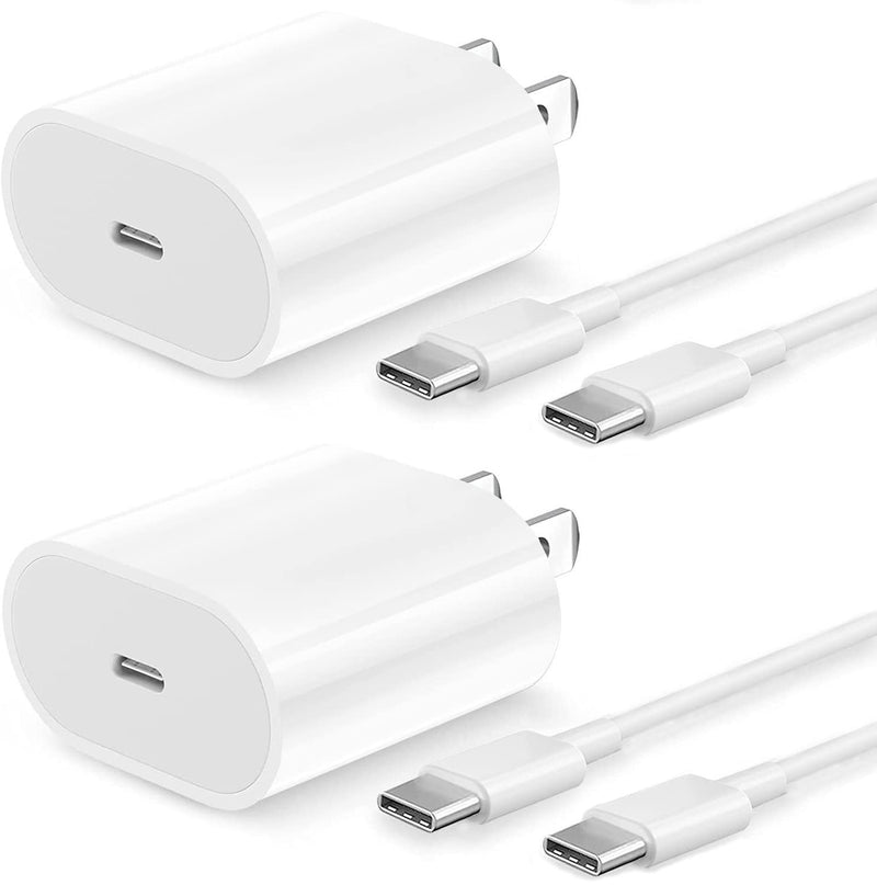  [AUSTRALIA] - 20W USB C Fast Charger for 2022/2021/2020/2018 iPad Pro 12.9 inch, iPad Pro 11, iPad Air 5th/4th Generation, 2022 iPad 10th Generation, iPad Mini 6, 6.6ft USB C to USB C Charging Cable(2 Pack)
