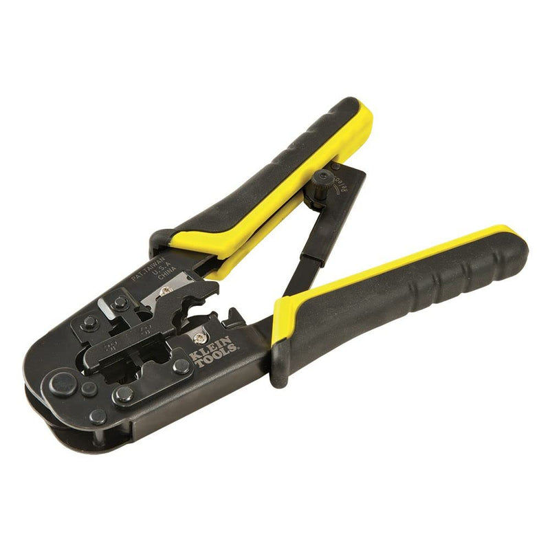  [AUSTRALIA] - Klein Tools VDV226-011-SEN Crimper, All-in-One Ratcheting Modular Data Cable Crimper / Wire Stripper / Wire Cutter, for RJ45, CAT5e, CAT6, CAT6A Crimper, Data Ratcheting RJ45