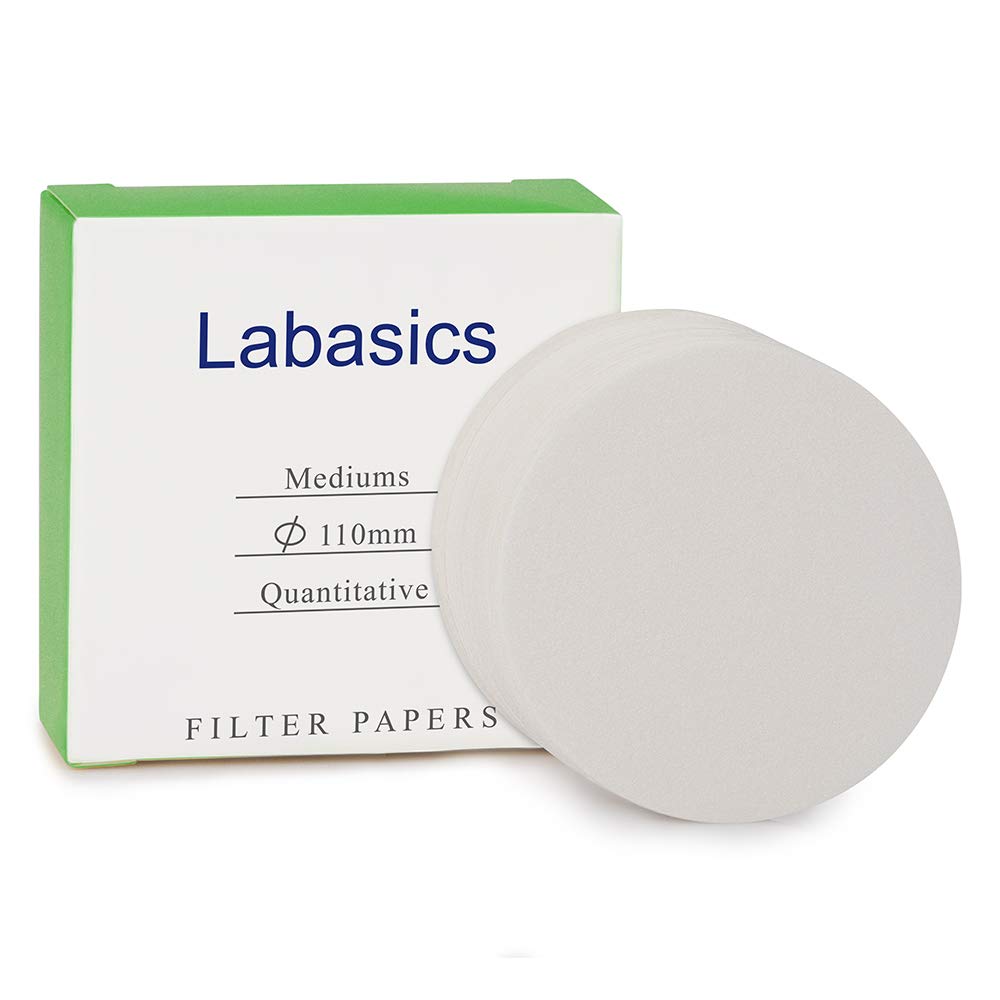  [AUSTRALIA] - Labasics Quantitative Filter Paper Circles, 110 mm Diameter Cellulose Filter Paper with 15 to 20 Micron Particle Retention Medium Filtration Speed, Pack of 100
