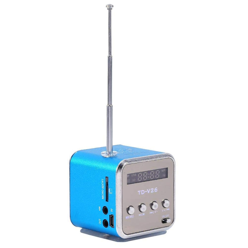  [AUSTRALIA] - Mini Speaker Music Player Portable FM Radio Stereo Speaker PC Fashion Support TF Card and U Disk(Blue)