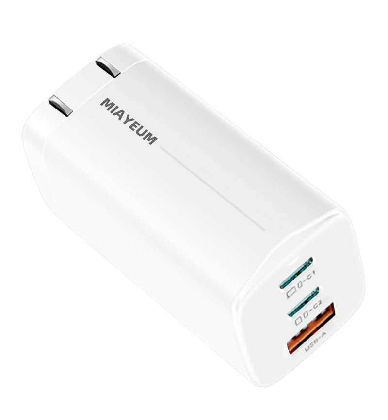  [AUSTRALIA] - 65W 3-Port USB C Wall Charger, MIAYEUM PD Charger[GaN Tech.], Foldable PD3.0 Fast Charging Adapter for MacBook Pro/Air, iPhone 11/12/13/Pro/Max/, iPad Pro, Laptops, Google Pixel, Samsung Galaxy, etc