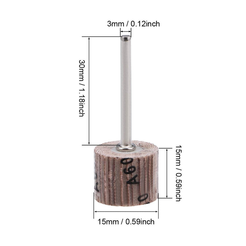  [AUSTRALIA] - uxcell 2 Pcs 15x15mm Flap Wheel 600 Grits Abrasive Grinding Head with 1/8 inches Shank for Rotary Tool