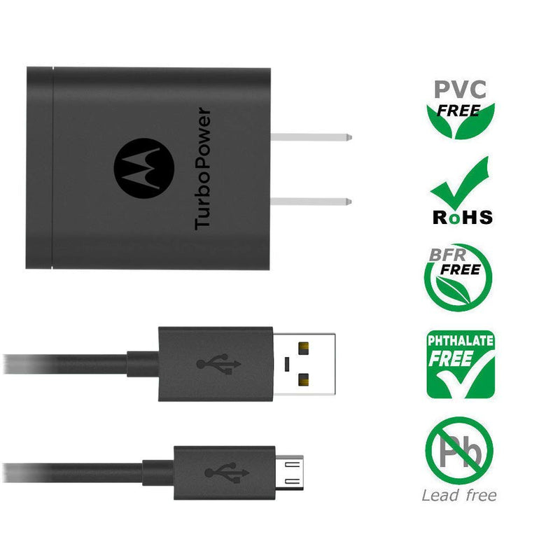  [AUSTRALIA] - Motorola TurboPower 18 QC3.0 Charger with 3.3 Foot Micro-USB Cable for Moto E5 Plus, E5 Supra, G5 Plus, G5S, G5S Plus, G6 Play/Forge [NOT for G6 or G6 Plus] (Retail Box) Wall Charger