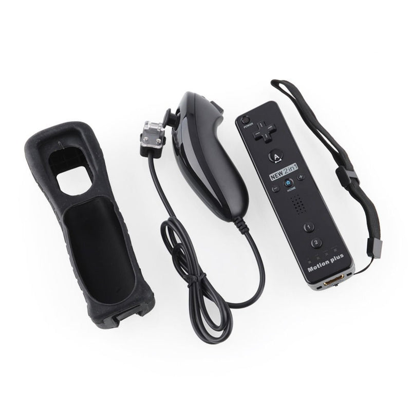  [AUSTRALIA] - Remote Controller for Wii,Yudeg Wii Remote and Nunchuck Controllers with Silicon Case for Wii and Wii U（not Motion Plus） (Black) Black