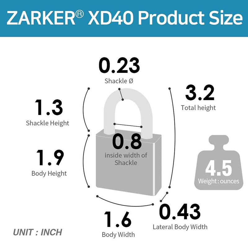  [AUSTRALIA] - [ZARKER XD40] Padlock- 4 Digit Combination Lock for Gym, Sports, School & Employee Locker, Outdoor,Toolbox, Case, Fence and Storage - Metal & Steel - Easy to Set Your Own Combo - 1 Pack(Blue) Blue 1 Pack