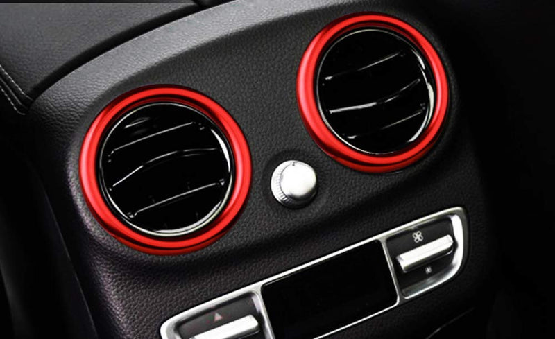  [AUSTRALIA] - iJDMTOY 7pc Sports Red Aluminum Air Conditioner Vent/Opening Outer Trim Decoration Covers Compatible With 2015-up Mercedes W205 C180 C250 C300 C350 C400 C63 AMG, 2016-up GLC Class, etc Mercedes W205 C/GLC Class Half Cover Outer Trim