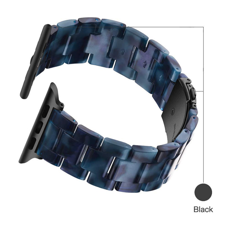  [AUSTRALIA] - Light Apple Watch Band - Fashion Resin iWatch Band Bracelet Compatible with Stainless Steel Buckle for Apple Watch Series 6 Series SE Series 5 Series 4 Series 3 Series 2 Series1 (Dark blue, 38mm/40mm) Dark blue 38mm/40mm/41mm