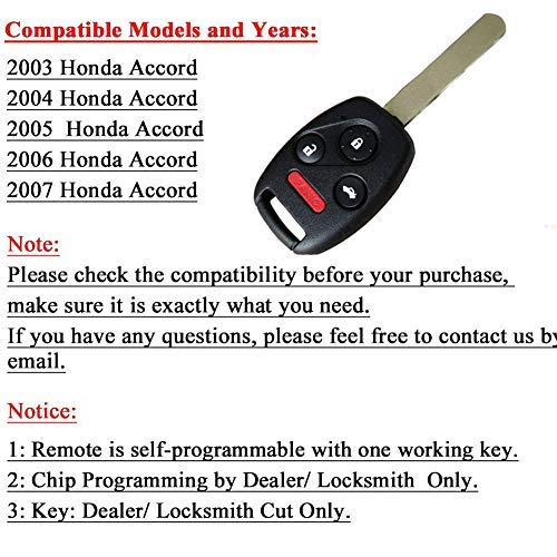  [AUSTRALIA] - SaverRemotes Key Fob Compatible for 2003-2007 Honda Accord Keyless Entry Remote Replacement OUCG8D-380H-A