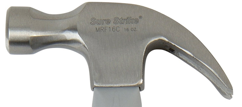  [AUSTRALIA] - Estwing Sure Strike Hammer - 16 oz Curved Claw with Fiberglass Handle & No-Slip Cushion Grip - MRF16C, Silver