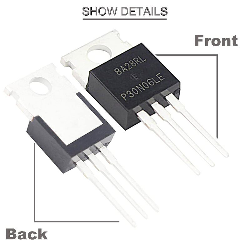  [AUSTRALIA] - Youmile 20pcs RFP30N06LE Mosfet Transistor 30A 60V N-Channel Power MOSFET Transistor ESD Rated TO-220 with Heatsink Screw Washer Rubber Silicone Screwdriver for Arduino