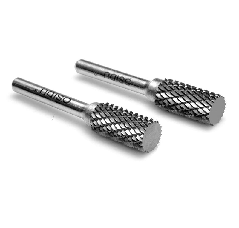 OSIDU SA-5 Tungsten Carbide Burr Cylinder Shape Double Cut Rotary Burrs File(1/2” cutter Dia X 1”Cutter Length) with 1/4'' Shank dia for Die Grinder Drill Bits(Pack of 2) - LeoForward Australia