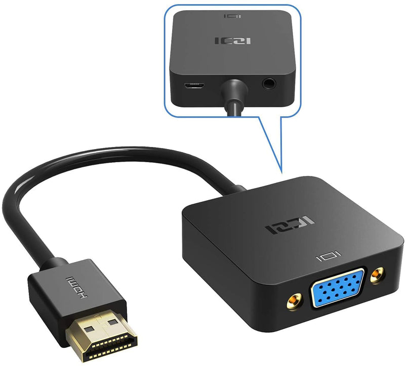  [AUSTRALIA] - ICZI HDMI to VGA Adapter with Audio and Micro USB Charing Port, Full HD 1080P Gold-Plated HDMI to VGA (Male to Female) Converter Monitor Adapter for Laptop,PC,Projector,HDTV,Xbox and More