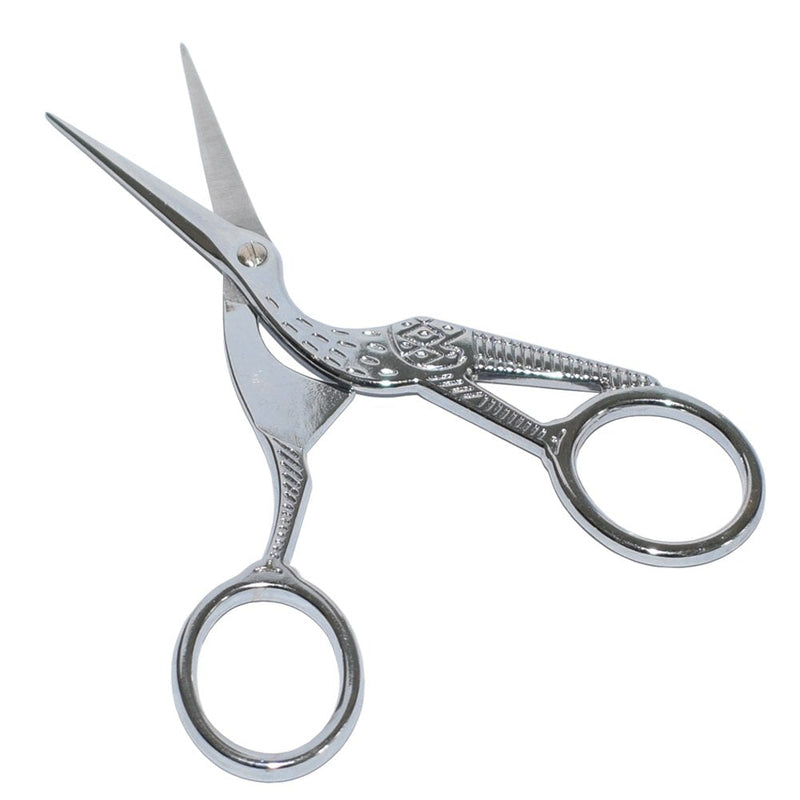  [AUSTRALIA] - Small Sewing Scissors 4.5 inches, Fancy Stork Scissors Stainless Steel Sharp Tip Scissors Silver All Purpose for Crafting Artwork Threading Needlework Cutting Supplies Accessories 4.5 Inch