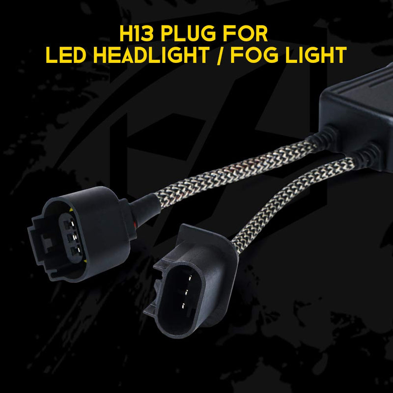 Xprite LED Headlight Canbus Anti-Flicker Harness| Bulbs Resistor Decoder Error Free Conversion Kit for H13 (1 Pair) - LeoForward Australia