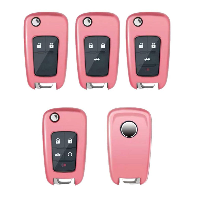  [AUSTRALIA] - Royalfox(TM) Full Cover 2 3 4 5 Buttons TPU flip Remote Key Fob case Cover for Chevrolet Camaro Cruze Equinox Malibu SS Sonic Spark Volt Aveo Epica,Buick Lacrosse Encore GL8 Regal Excelle (Pink) pink