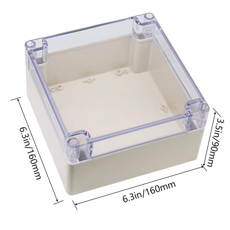  [AUSTRALIA] - Zulkit Junction Box ABS Plastic Dustproof Waterproof IP65 Universal Electrical Boxes Project Enclosure Grey with Clear Cover 6.3 x 6.3 x 3.5 inch (160 x 160 x 90mm) 6.3"x6.3"x3.5"