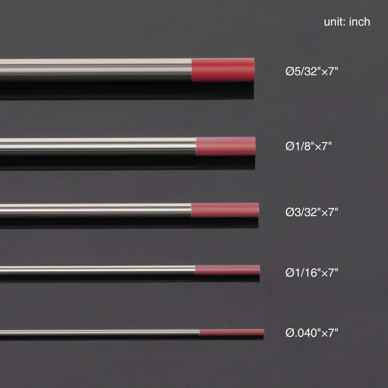 [AUSTRALIA] - TIG Welding Tungsten Electrode 2% Thoriated 1/16" x 7" (Red, EWTh-2) 10-pk YESWELDER 1/16"x7" (1.6x175mm)