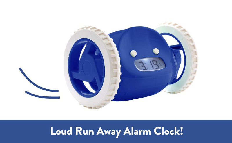  [AUSTRALIA] - Clocky Alarm Clock on Wheels (Original) | Extra Loud for Heavy Sleeper (Adult or Kid Bed-Room Robot Clockie) Funny, Rolling, Run-Away, Moving, Jumping (Navy) Navy