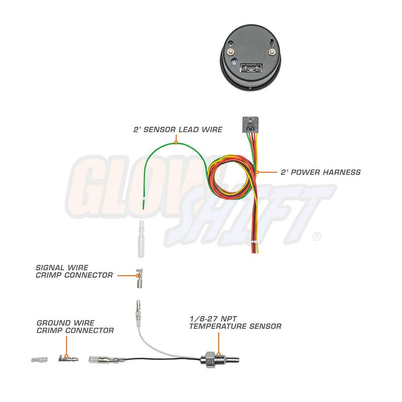  [AUSTRALIA] - GlowShift White 7 Color 260 F Transmission Temperature Gauge Kit - Includes Electronic Sensor - White Dial - Clear Lens - for Car & Truck - 2-1/16" 52mm